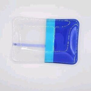 Rosenthal Studio-Line Art Glass Tray 7 1/2" x 5" Blue and White Geometric